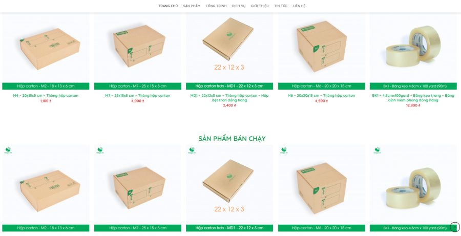 Theme wordpress bán thùng carton đẹp