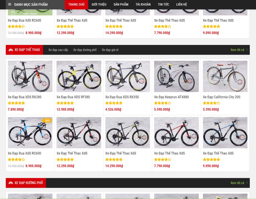 Mẫu theme wordpress bán xe đạp đẹp mắt